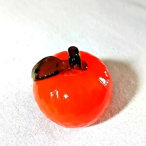 Vintage Murano Style Art Glass Orange Tangerine Decorative Paperweight Handblown
